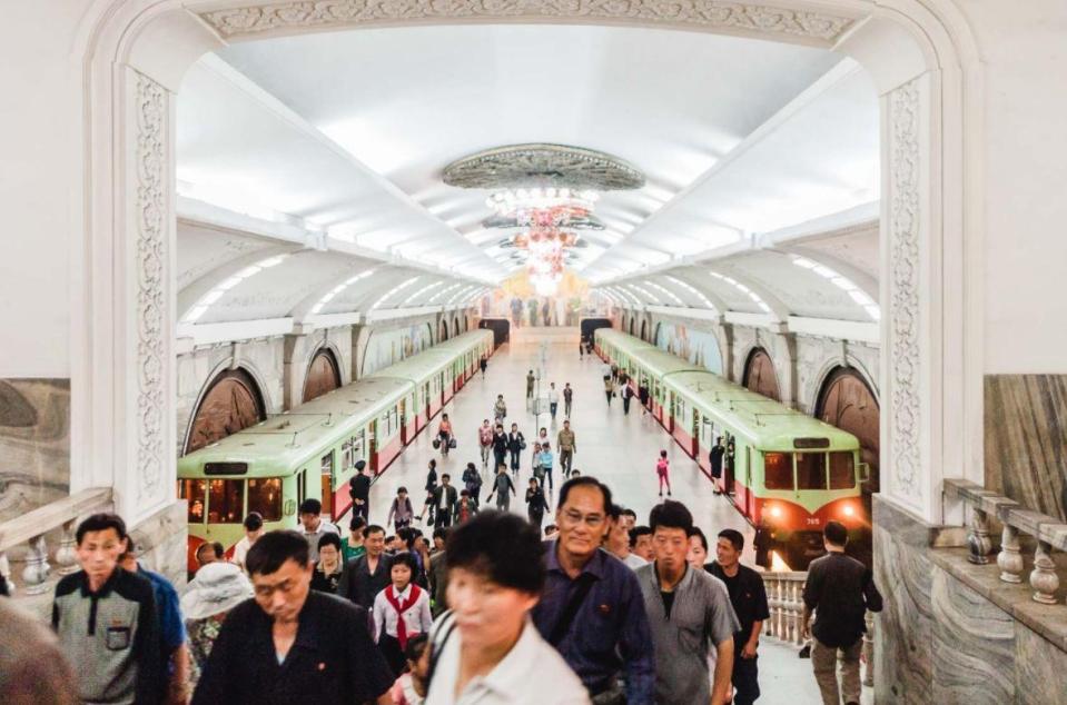  Puhung station on the Chollima line, part of the city's Metro system which started running in 1965