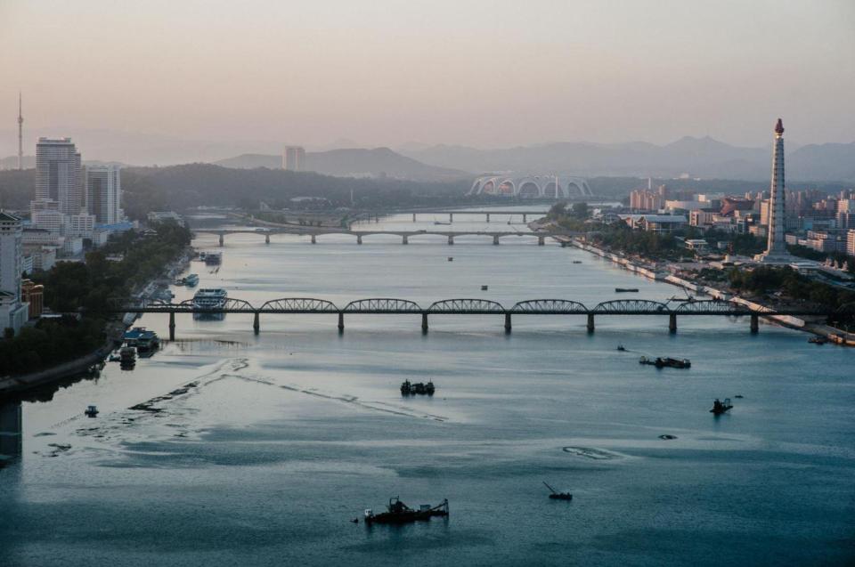  The River Taedong at sunset in the North Korean capital of Pyongyang