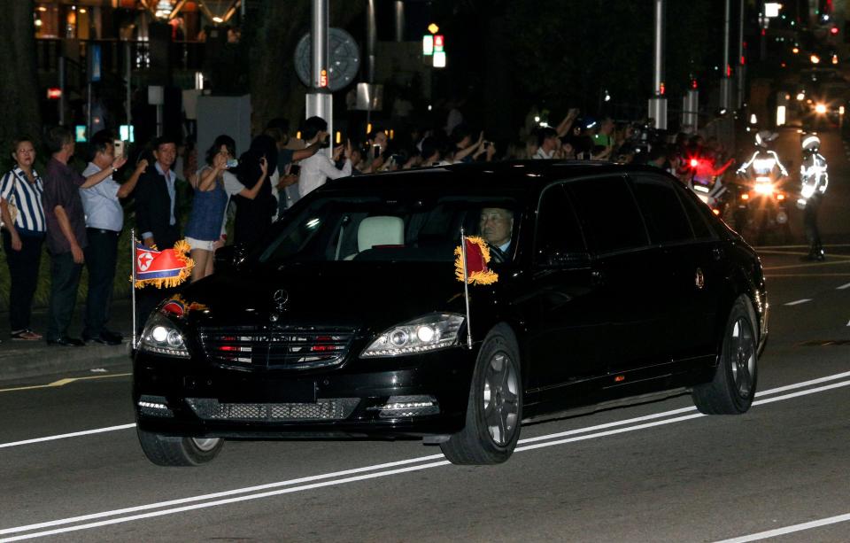  The armoured limo was later seen ferrying dictator as he goes on a night out on the eve of the summit