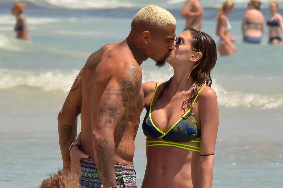  Kevin-Prince Boateng shares a kiss with wife Melissa Satta