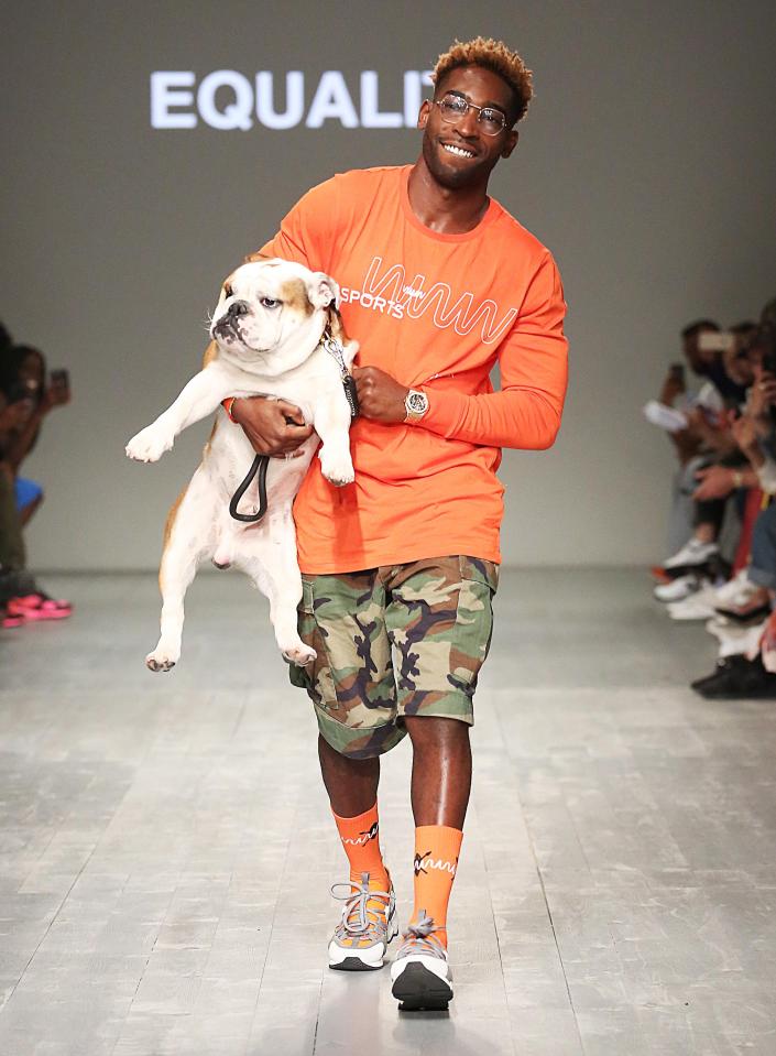  The rapper showcased his sports-luxe label at London's Men Fashion Week on Monday