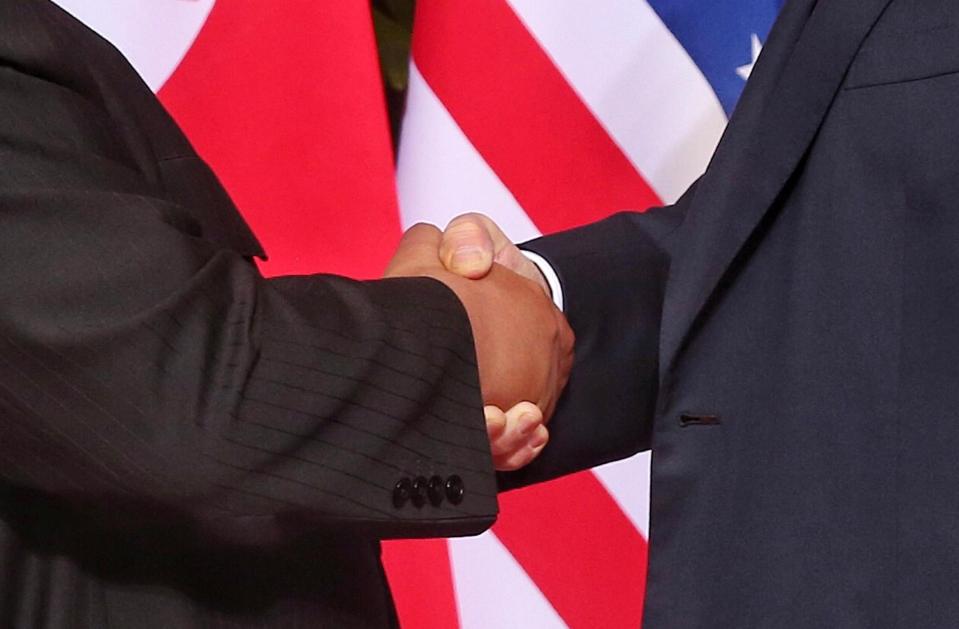  The leaders shook hands on their Singapore summit deal