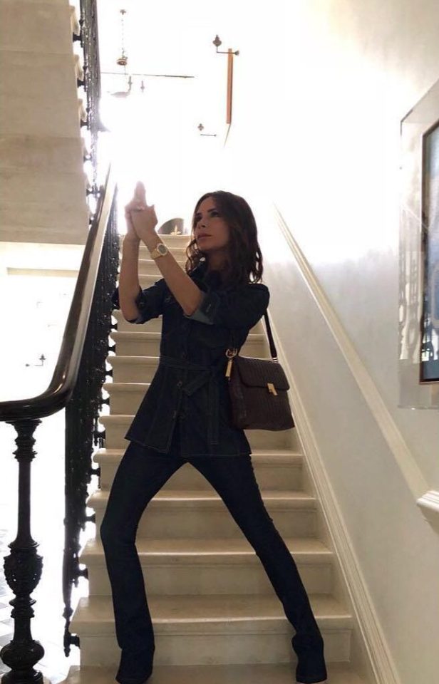  Victoria Beckham poses as Charlie's Angel, complete with 1970's flares, to promote her new collection