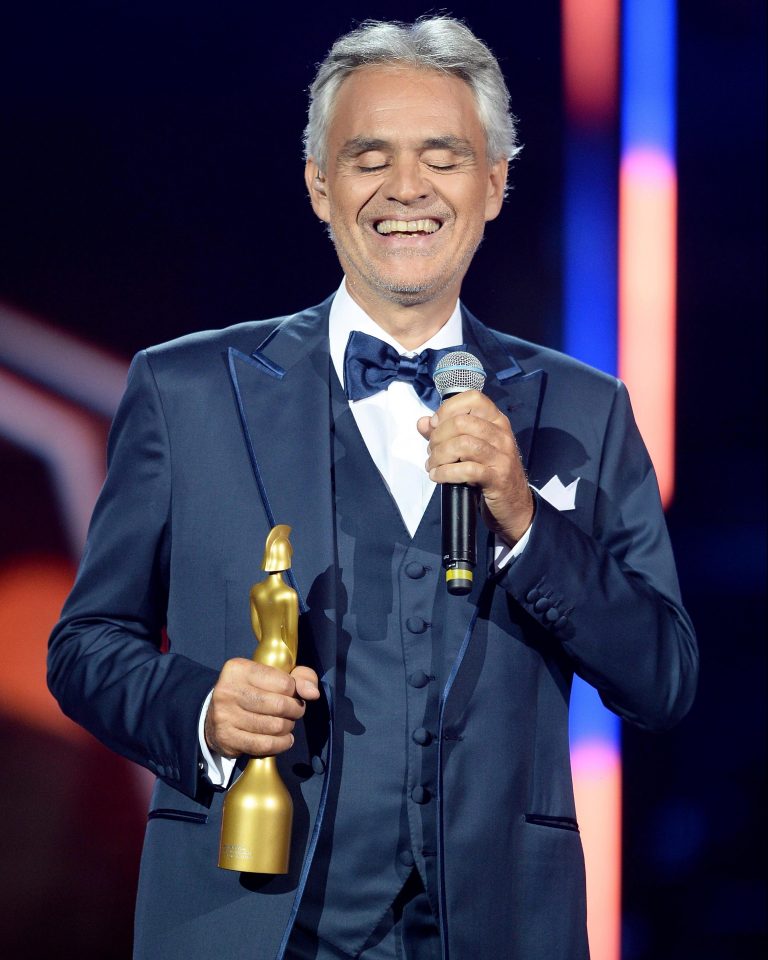  Andrea Bocelli with his Classic Brits Icon awards