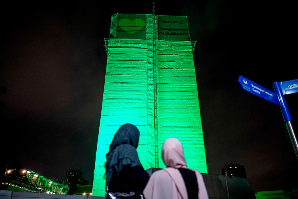  The tower block was lit up green one year since the blaze