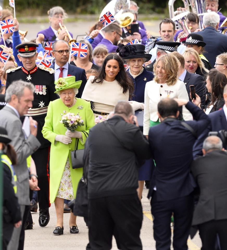  Crowds of cheering fans waved at the royal pair as they arrived in Cheshire today