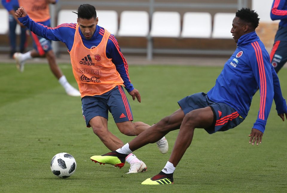  Radamel Falcao, left, and rising star Yerry Mina will want three points today as they negotiate a tricky Group H