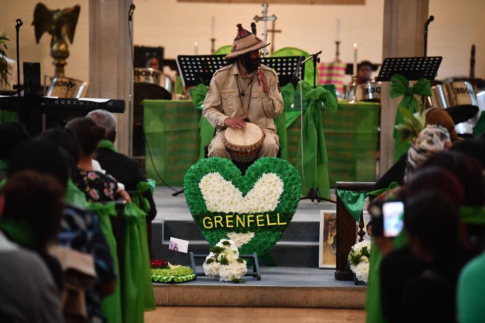  A service is held at St Helen's Church in North Kensington on the one year anniversary of the Grenfell Tower fire