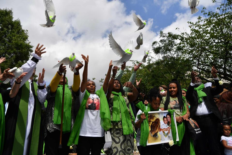  Seventy-three doves were released into the sky during the anniversary event today