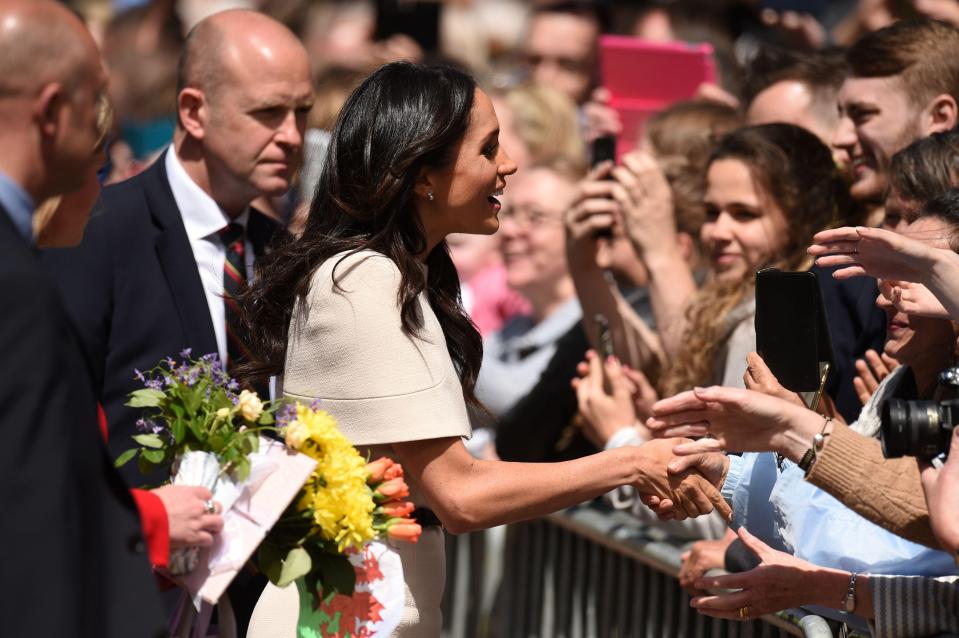  Meghan shook hands with one delighted fan during the Cheshire trip