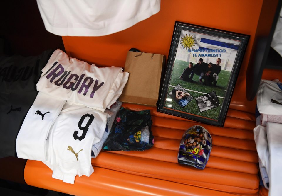 Luis Suarez has two sweet tributes to his family in his dressing room area