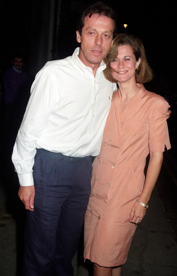 Leslie Grantham with his then wife at Langan's Brasserie on July 5, 1991 in London