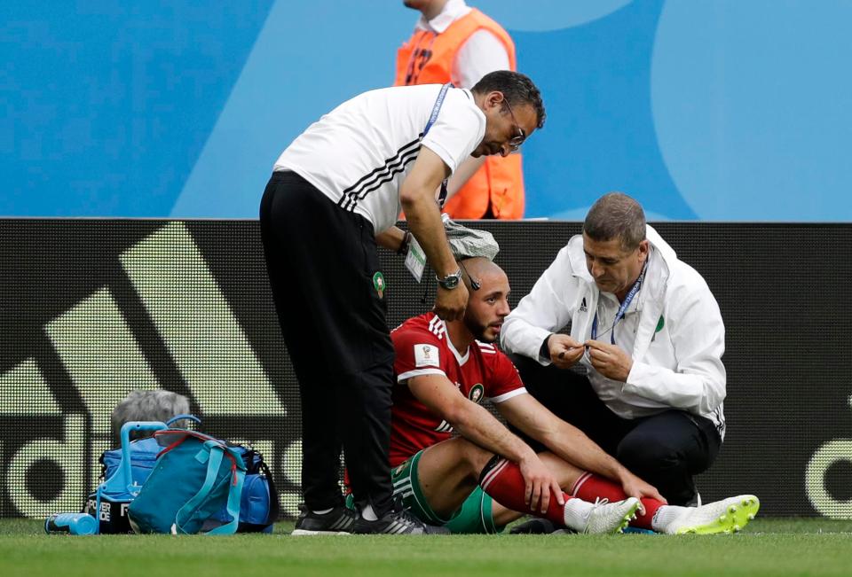  Nordin Amrabat was left dazed after falling to the ground