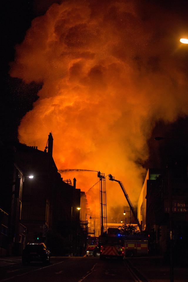  The blaze turned the sky above Glasgow red as it ripped through the building