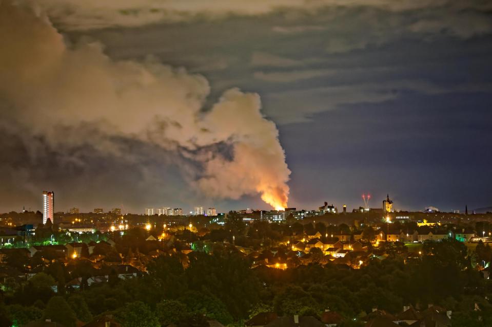  Flames could be seen seven miles away and a huge plume of smoke billowed over the city