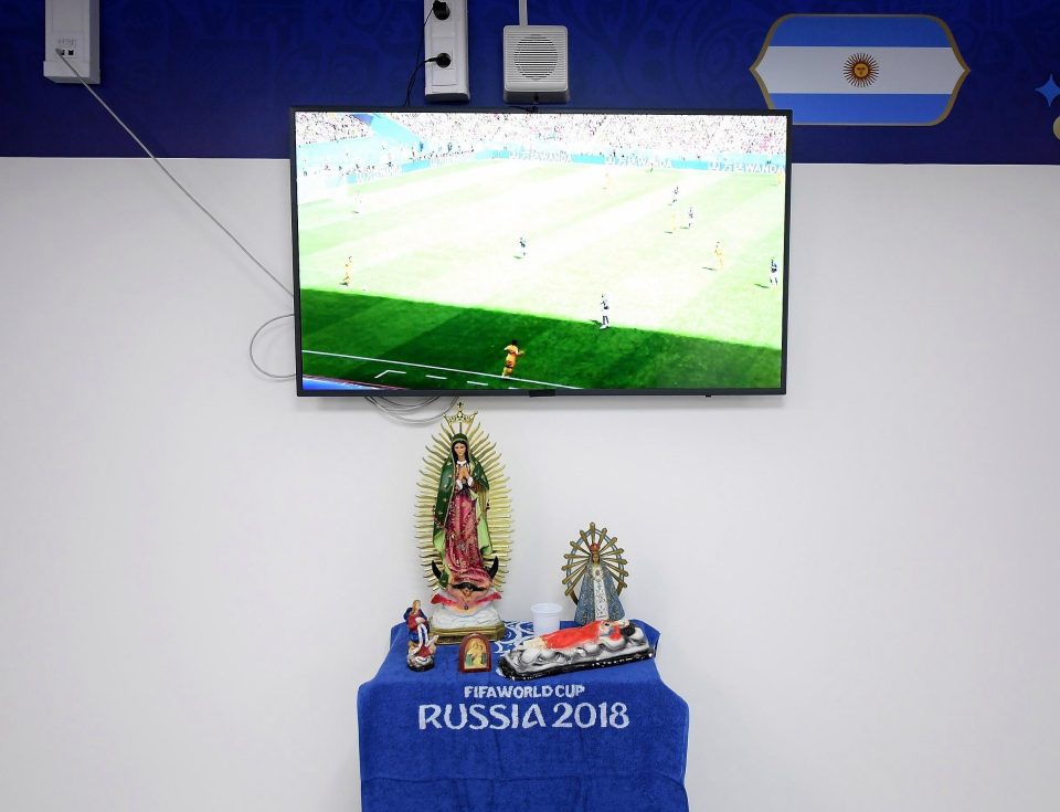 Argentina have a shrine set-up in their dressing rooms in Russia