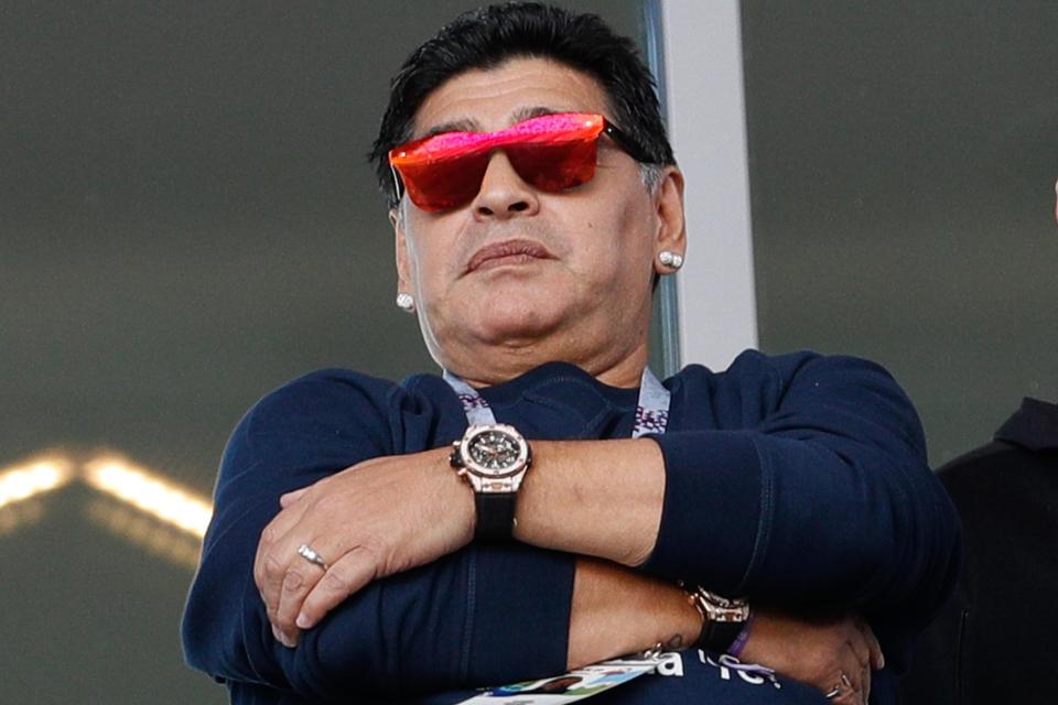  Argentina all-time great Diego Maradona is accused of making a 'racist' gesture towards South Korean supporters