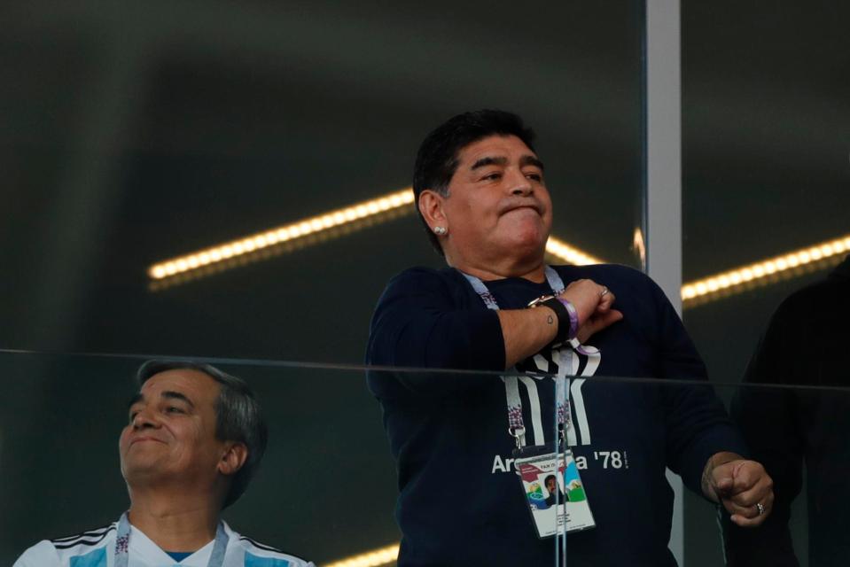  Maradona was in the stands to watch Argentina's stuttering performance against Iceland in Moscow