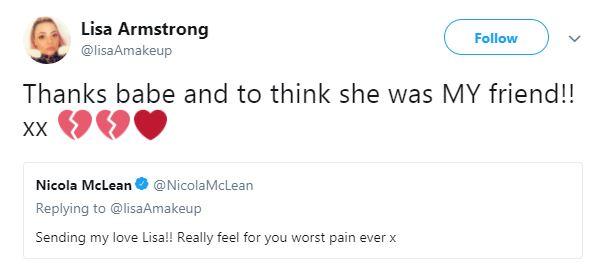  Ant's estranged wife Lisa told Nicola McLean on Twitter that she thought Anne-Marie was her friend