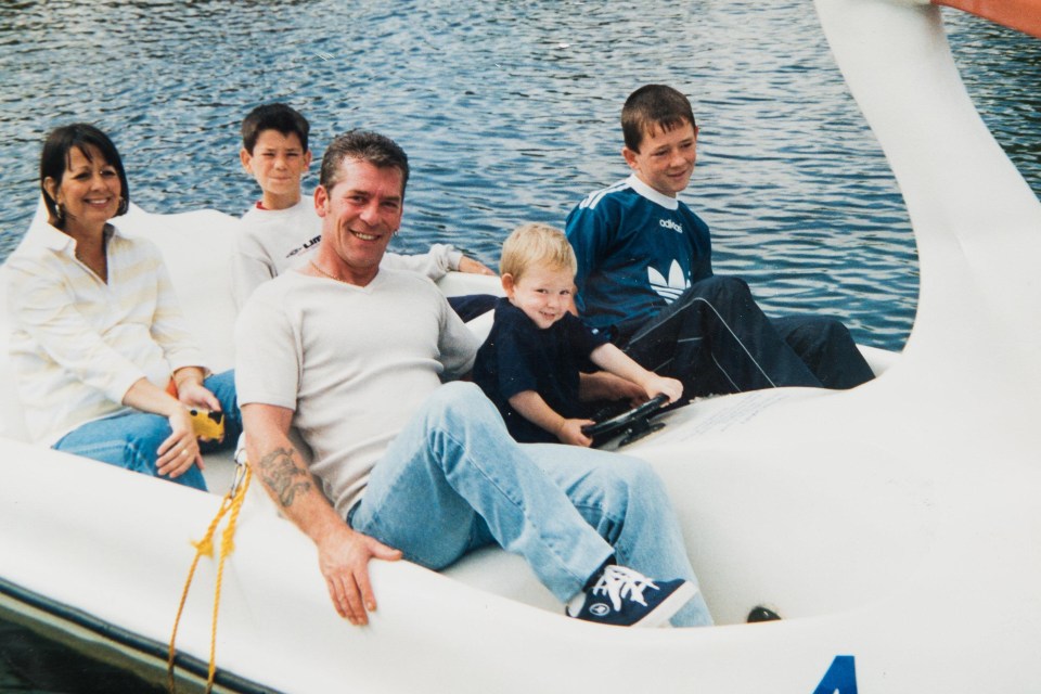 A family snap Ian and his late wife Angie on holiday in Devon with their kids