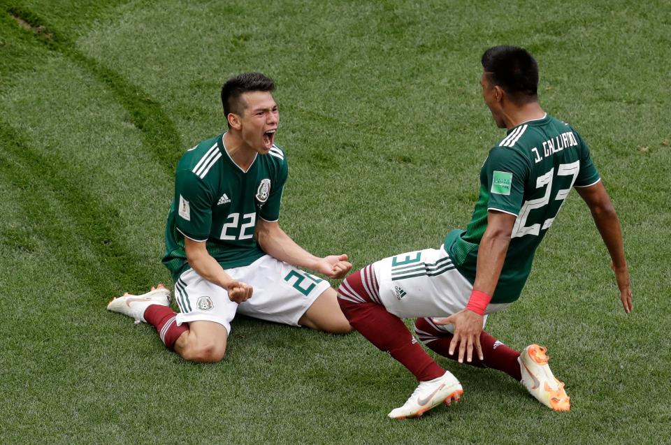  Mexico celebrate taking a surprise lead against the Germans