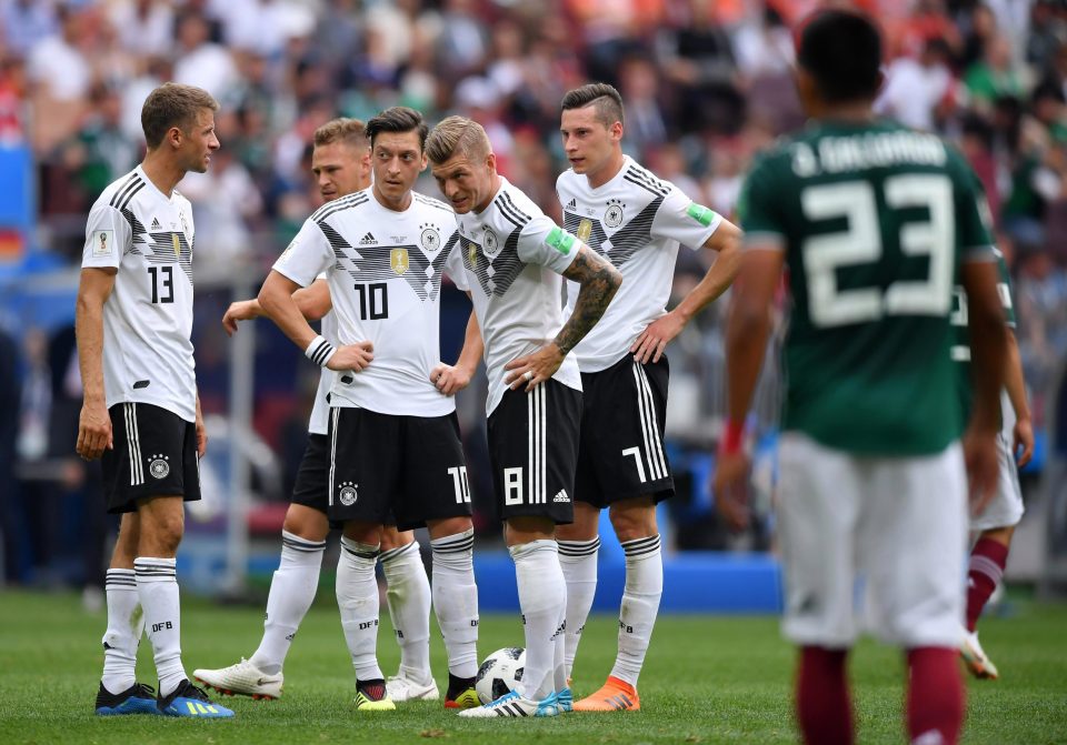  Germany players look dejected as they suffer a shock defeat