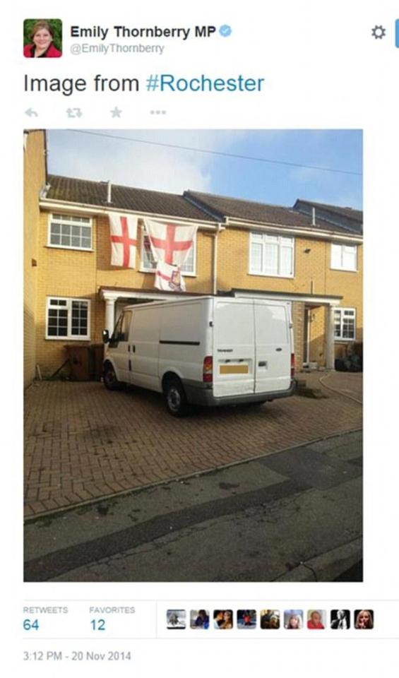  Emily Thornberry tweeted a picture of Dan's terraced home complete with three England flags and his white van