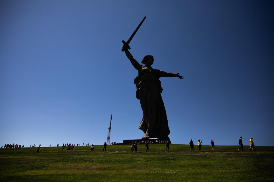  The Motherland Calls looms 85 metres over the Russian city of Volgograd - formerly known as Stalingrad