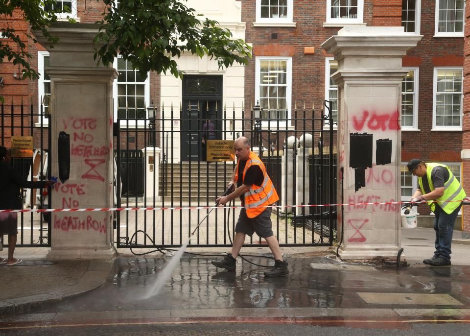  The Tory party's HQ was covered in anti-Heathrow graffiti earlier this week