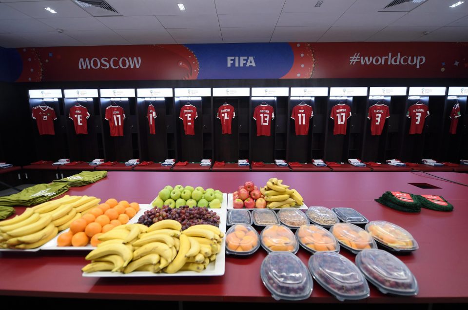 Morocco were welcomed to their dressing room with a massive spread of fruit