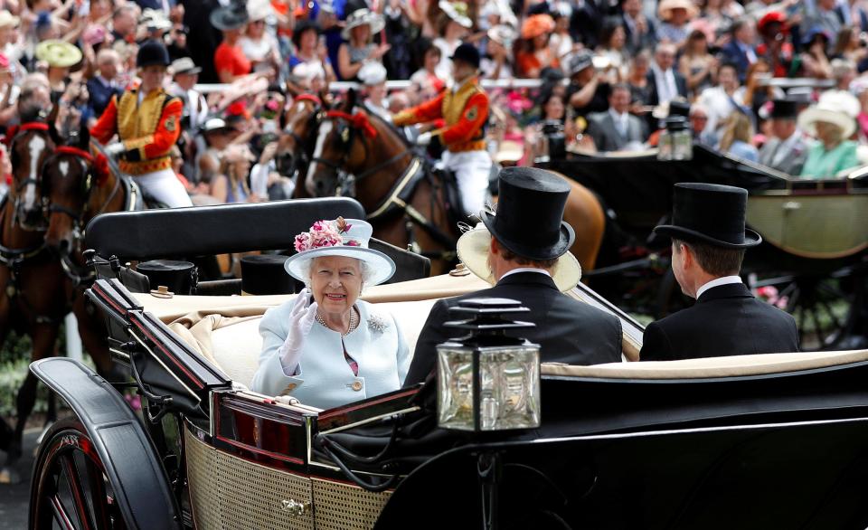  The Queen arrived at the racecourse at the head of the royal procession