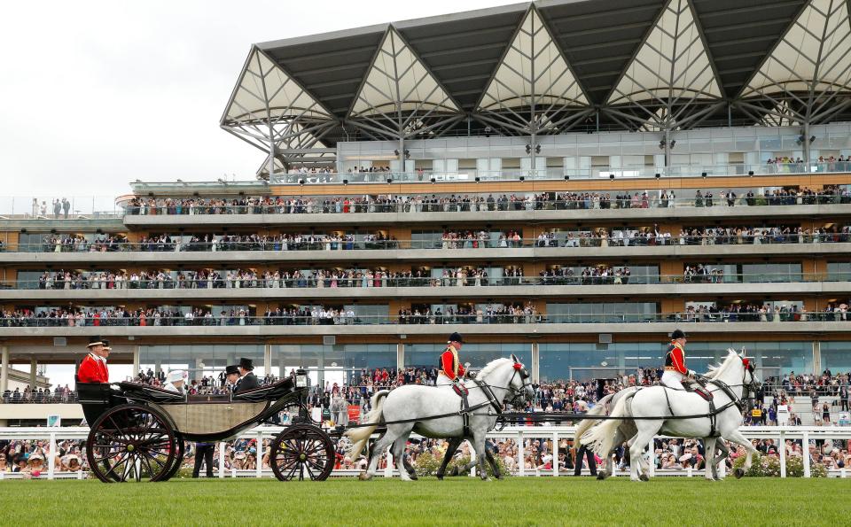  Ascot's grandstand proved an impressive backdrop for the royal procession