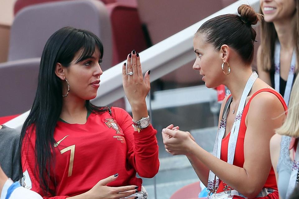  Georgina Rodriguez flashed an incredible diamond ring as her partner Cristiano took to the field for Portugal