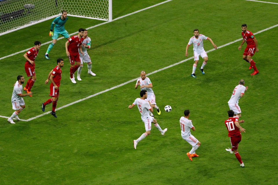 Karim Ansarifard fired an effort into the sidenetting that some fans thought had gone in