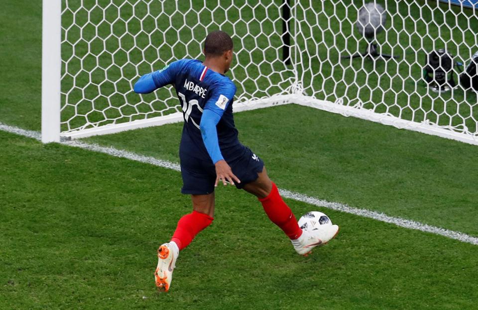  Kylian Mbappe poked home Olivier Giroud's deflected shot early on