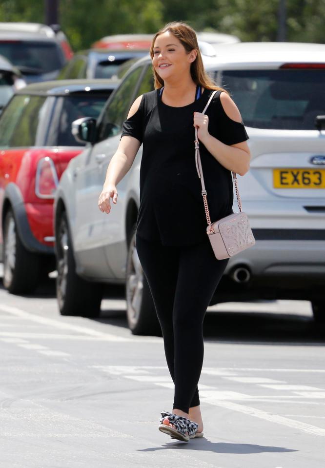  The former EastEnders star looked happy and relaxed days before the baby arrived