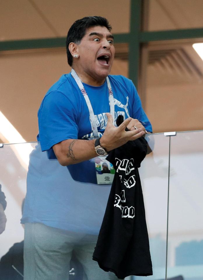  Argentina legend Diego Maradona was in a buoyant mood before kick-off