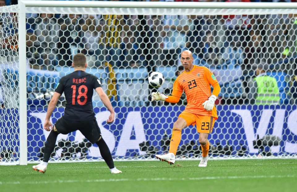  Ante Rebic punishes Caballero for his error by firing Croatia into the lead