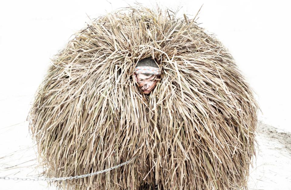  A small Ukrainian boy at a costume party in Ukraine