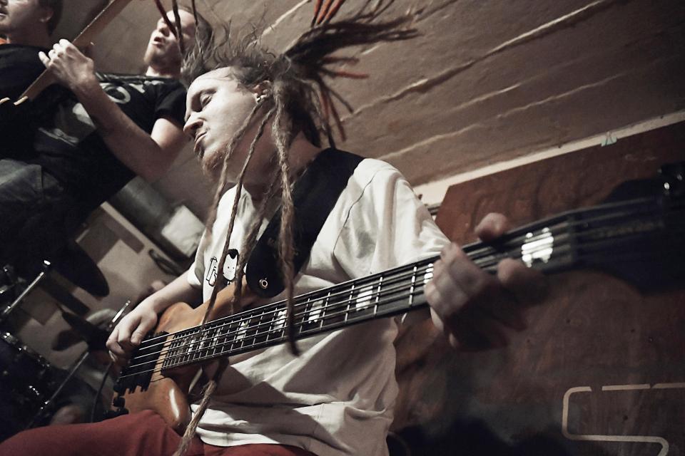  The guitarist of a popular punk band during a concert in Donetsk city center