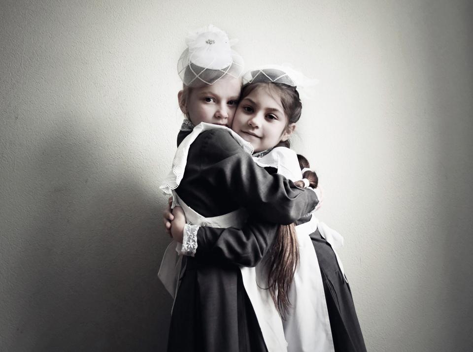  Two girls at a Kiev military school, where boys learn to fight and girls learn to become good brides