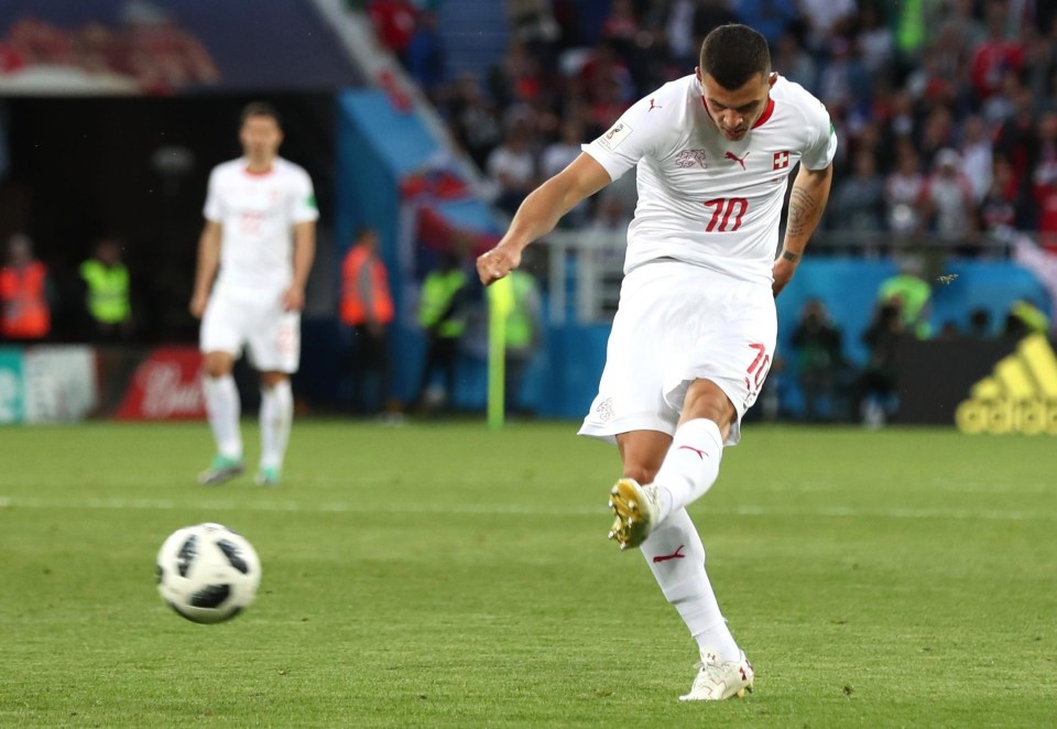 Granit Xhaka drew Switzerland level with a thunderbolt from outside the area