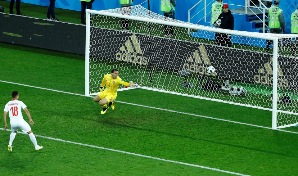 Xhaka’s drive flew past Swiss keeper Yann Sommer and into the net