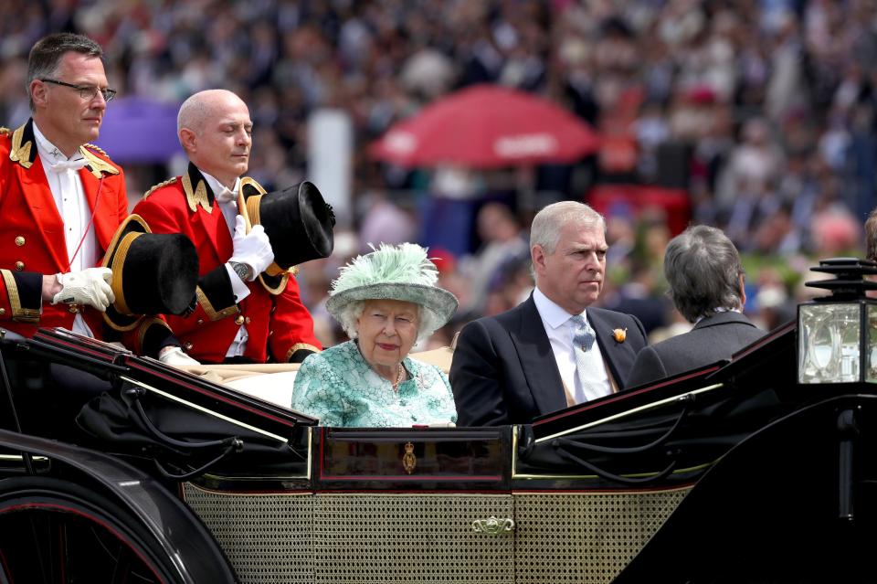  Queen Elizabeth arrived at the course alongside the Duke of York for a Royal procession before the start of the racing