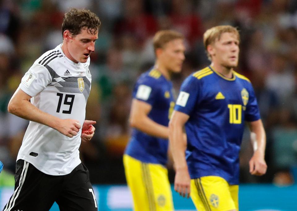  Sebastian Rudy was fit enough to walk off the pitch, but it was later decided that he would play no further part