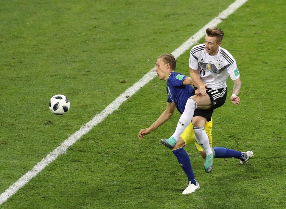  Reus was fortunate for his equaliser with the ball ricocheting off his knee