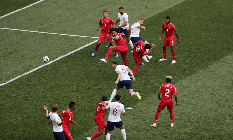  John Stones opened the scoring for England and added another shortly before half-time