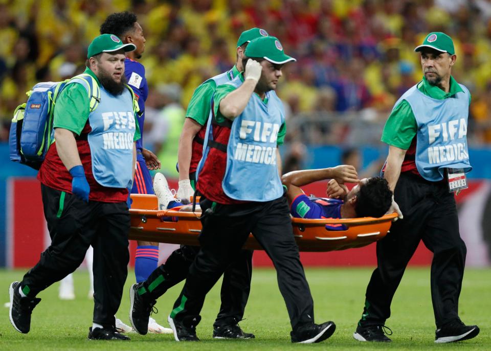  Abel Aguilar left the field on a stretcher after being injured