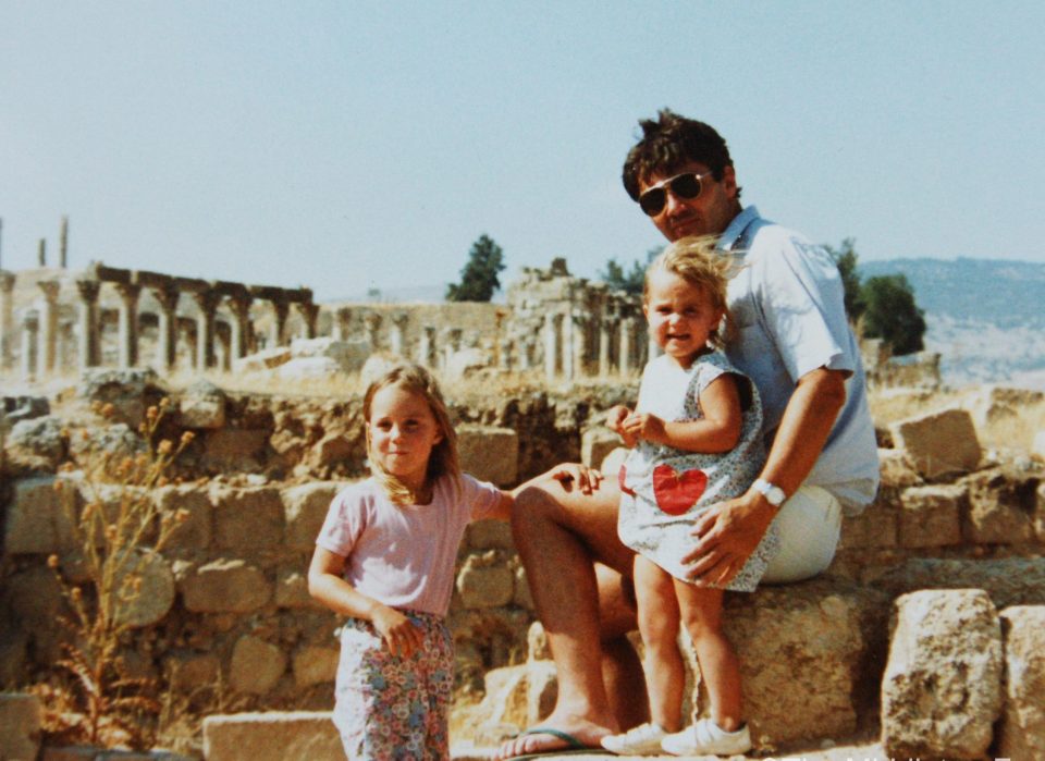  The Middleton family lived in Jordan for a few years in the 1980s - here Kate, Pippa and Micheal pose for a picture at the ruins