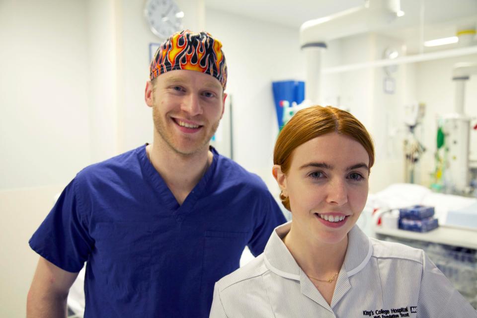  Jonnie Peacock, left, with Stacey Dooley, right on Celebs on the NHS frontline